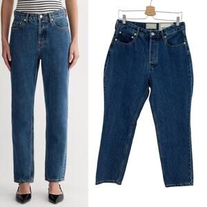 Everlane The Curvy‎ 90s Cheeky Straight Jeans Rigid Wash Blue Size 30 Crop